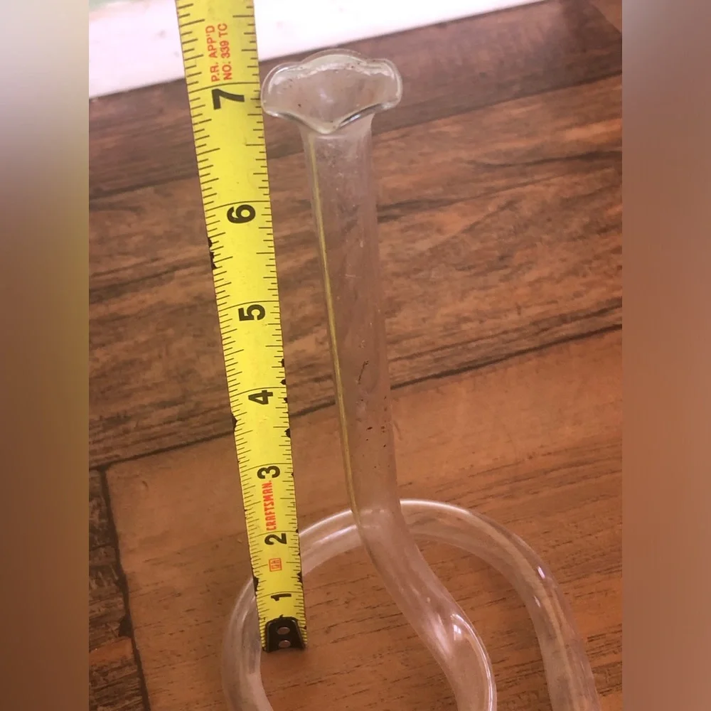 Vintage Curved Narrow Glass Single Cylinder Tube Propagation Bud Vase, As Is